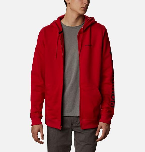 Columbia Logo Hoodies Red Black For Men's NZ18067 New Zealand